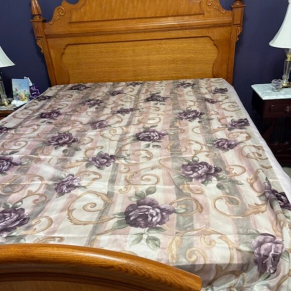 Set of 2 CROSCILL CHAMBORD AMETHYST FLORAL SEMI-SHEER PANELS 86X50"EA. - Picture 1 of 3